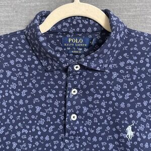 Ralph Lauren Polo Shirt Medium Classic Fit Navy Floral Preppy Golf Casual